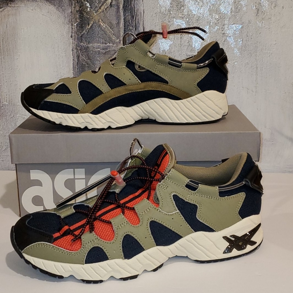Asics Olive Green Navy Red Athletic Sneakers